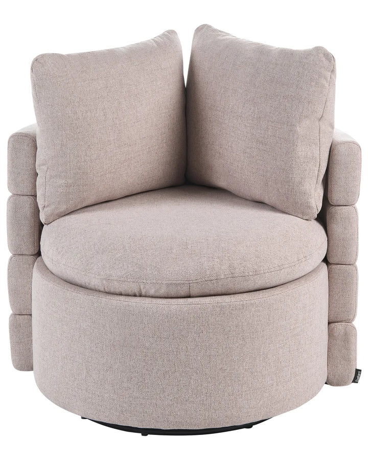 Swivel Armchair with Storage Fabric Beige Marquet