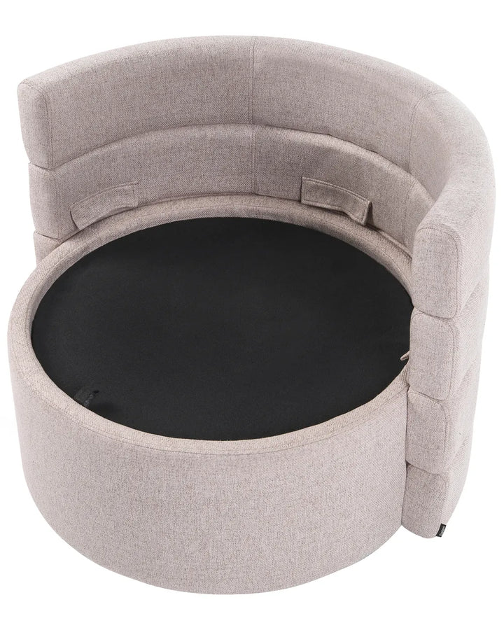 Swivel Armchair with Storage Fabric Beige Marquet