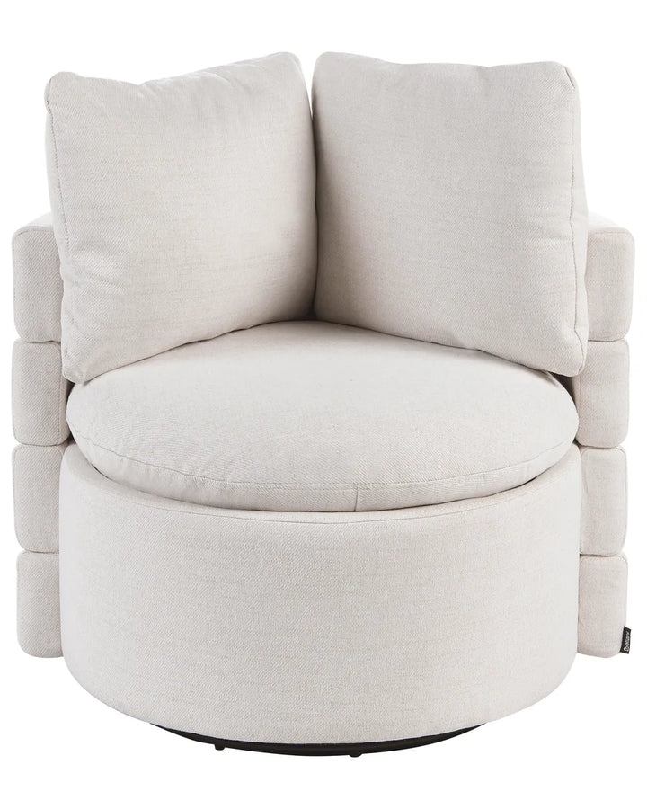 Swivel Armchair with Storage Fabric Off-White Marquet