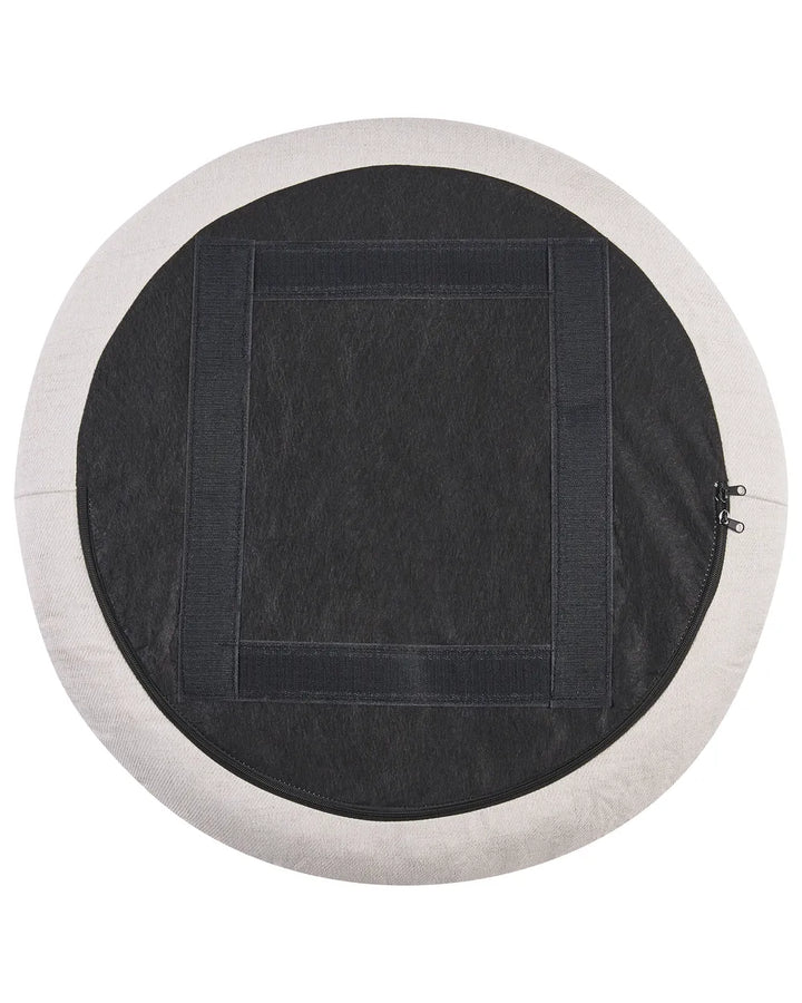 Swivel Armchair with Storage Fabric Off-White Marquet