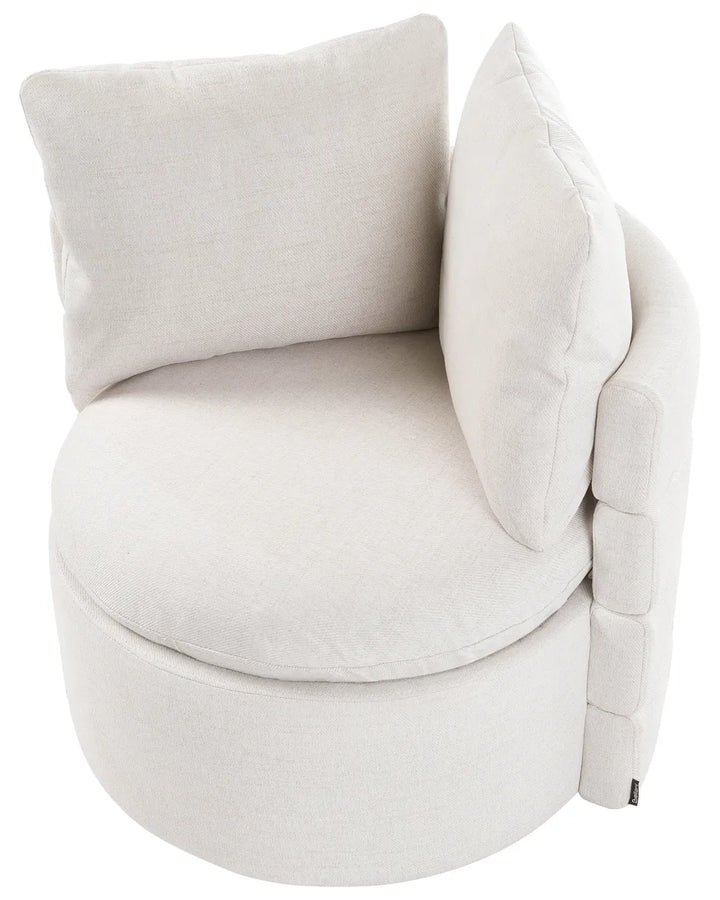 Swivel Armchair with Storage Fabric Off-White Marquet