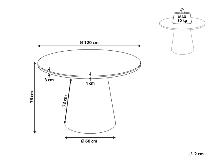 Dining Table Dark Ash Wood 120 cm 120 cm Nooriyah