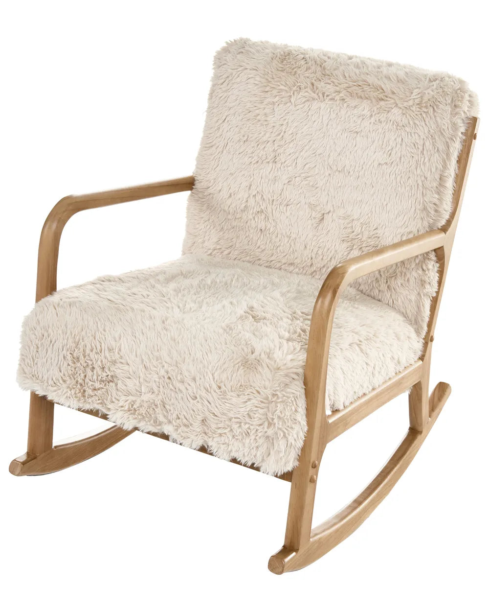 Rocking Chair Faux Fur Light Beige Amilio