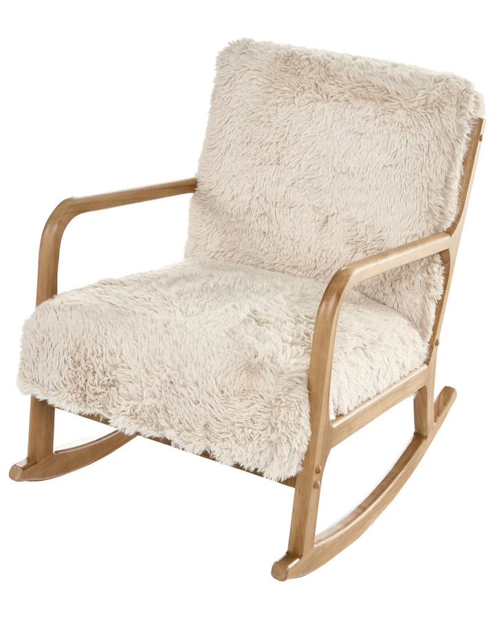 Rocking Chair Faux Fur Light Beige Amilio