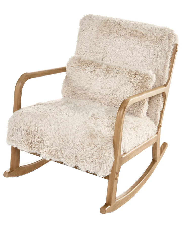 Rocking Chair Faux Fur Light Beige Amilio
