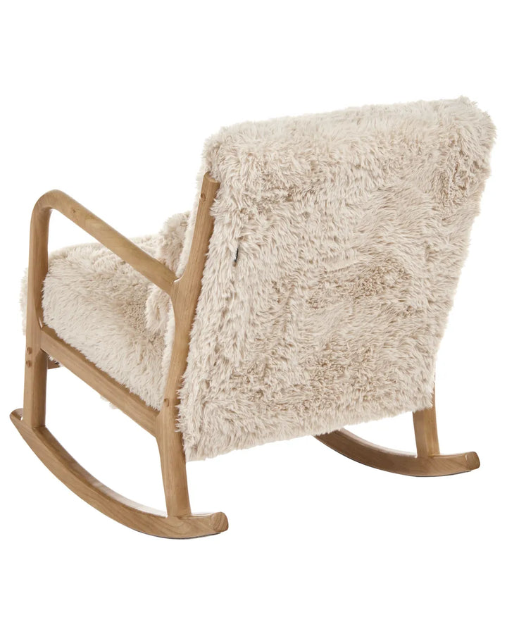 Rocking Chair Faux Fur Light Beige Amilio