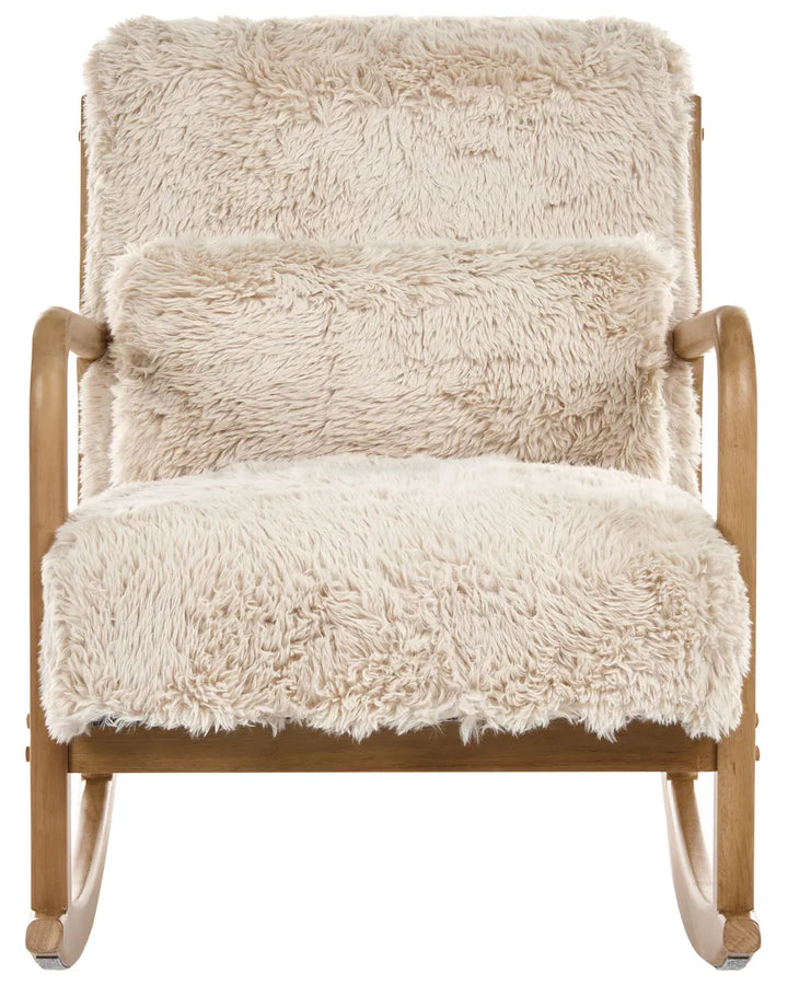 Rocking Chair Faux Fur Light Beige Amilio