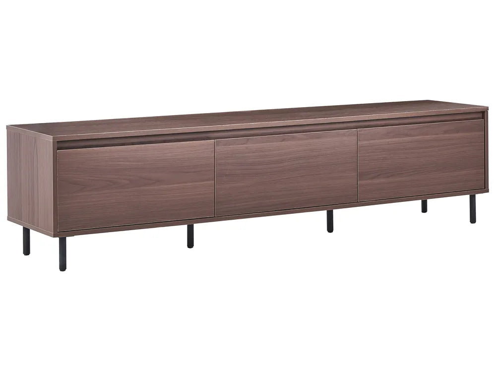 Wooden sideboard with three doors on a white background