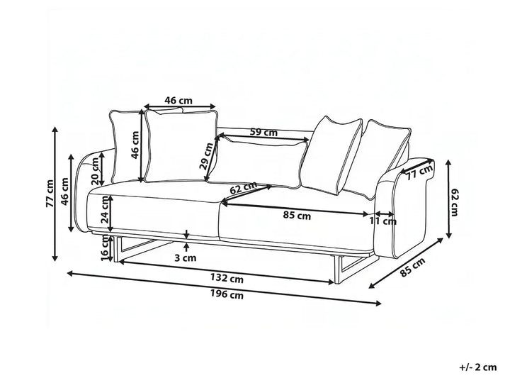 Sofa 3 Seater Fabric Off-White Jahey