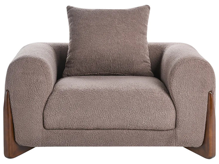 Living Room Set 6 Seater Boucle Brown Nertila