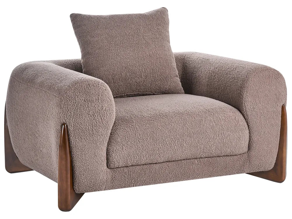 Living Room Set 6 Seater Boucle Brown Nertila