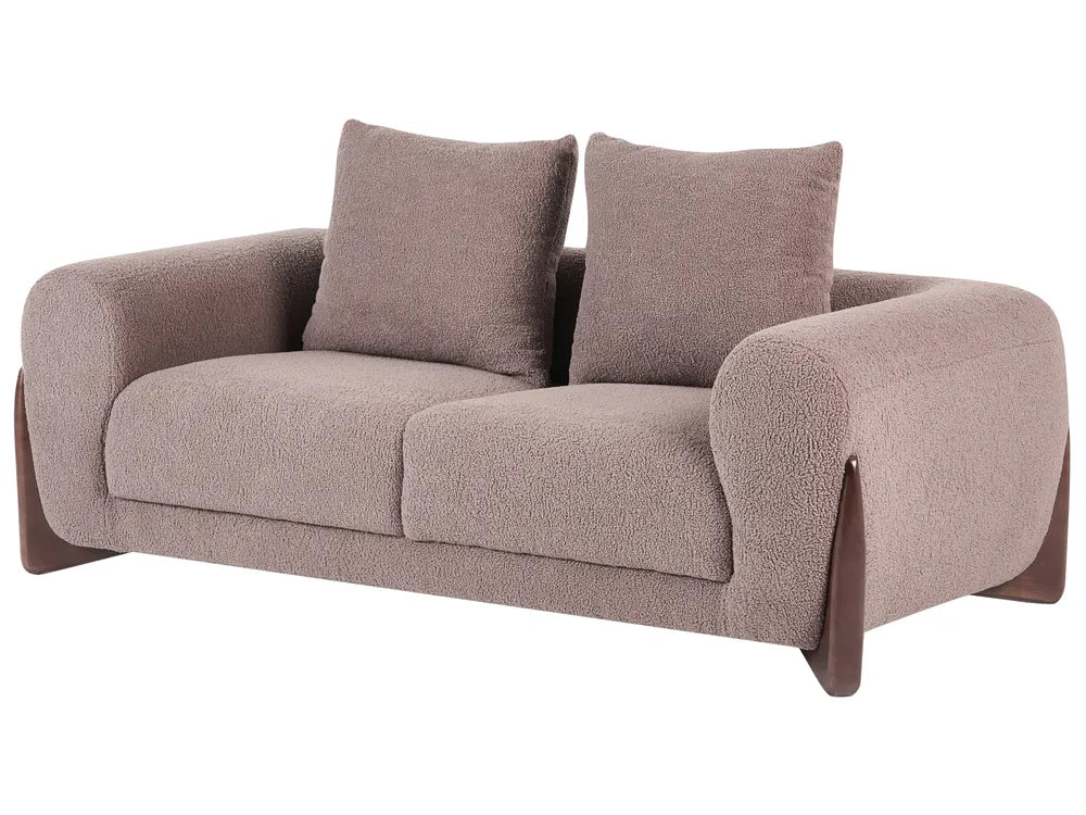 Living Room Set 6 Seater Boucle Brown Nertila