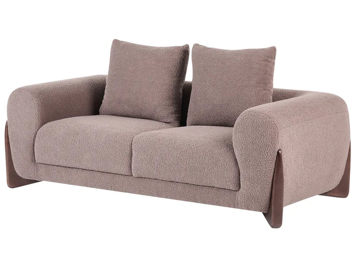 Living Room Set 6 Seater Boucle Brown Nertila