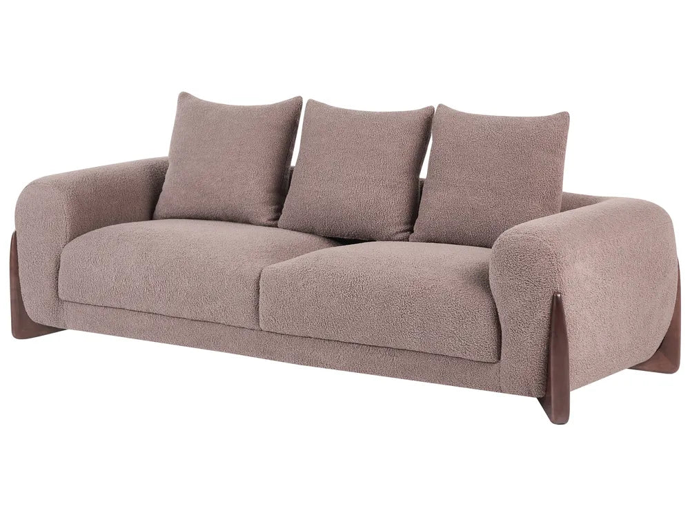 Living Room Set 6 Seater Boucle Brown Nertila