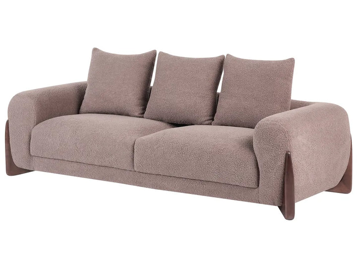 Living Room Set 6 Seater Boucle Brown Nertila