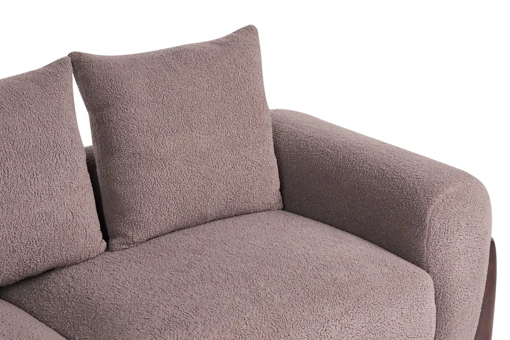 Living Room Set 6 Seater Boucle Brown Nertila