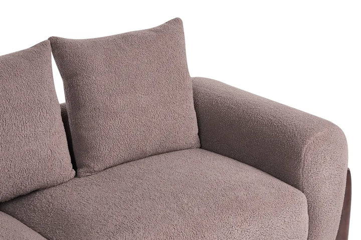 Living Room Set 6 Seater Boucle Brown Nertila