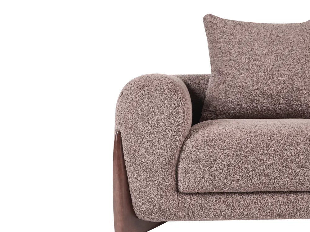 Living Room Set 6 Seater Boucle Brown Nertila