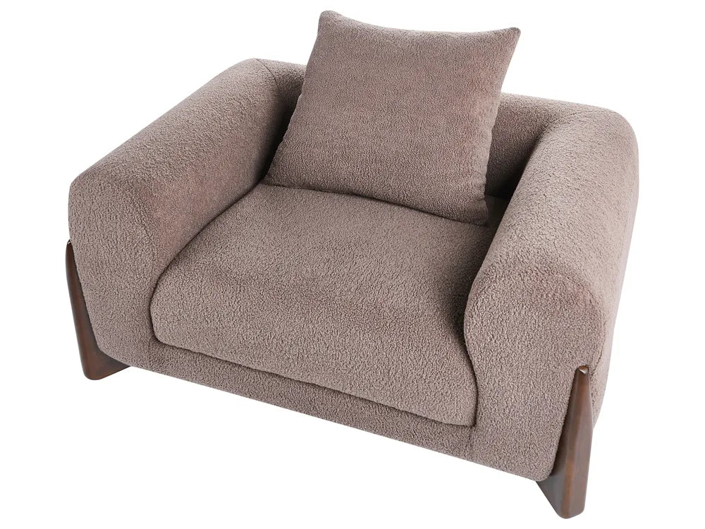 Living Room Set 6 Seater Boucle Brown Nertila