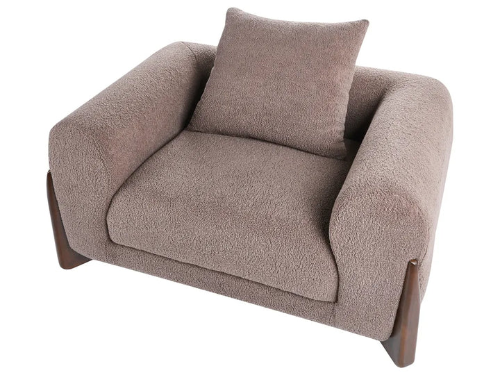 Living Room Set 6 Seater Boucle Brown Nertila