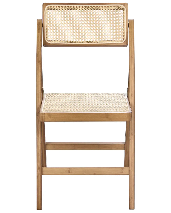Set of 2 Dining Chairs Folding Bamboo Brown Aure