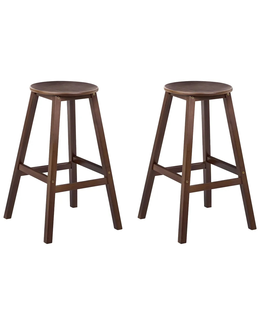 Two wooden bar stools on a white background