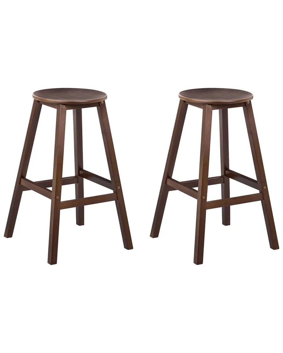 Two wooden bar stools on a white background