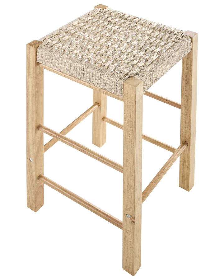 Set of 2 Bar Stools Wood Light Brown Ayyash