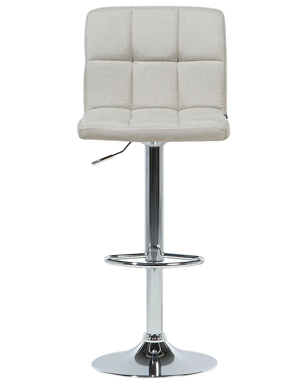 Beige bar stool with a quilted seat on a white background