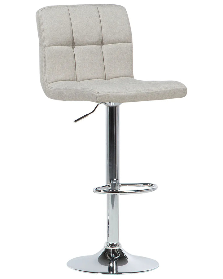 Beige bar stool with a chrome base on a white background