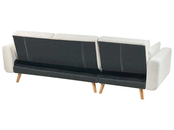 Corner Sofa Bed 3 Seater Fabric White Right Hand Reggis