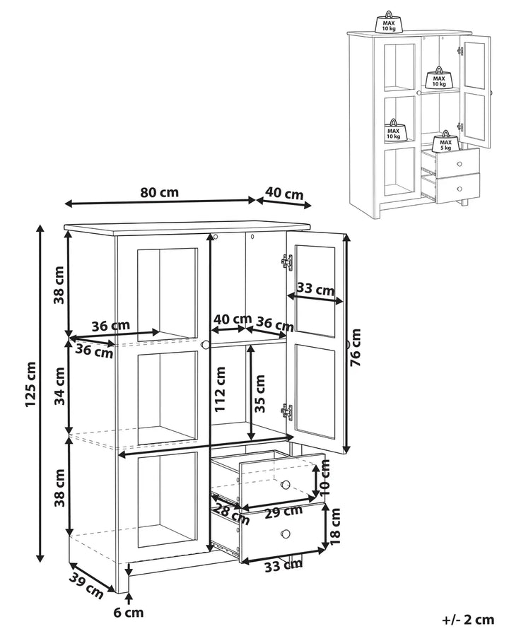 Display Cabinet 80 cm White Nakash