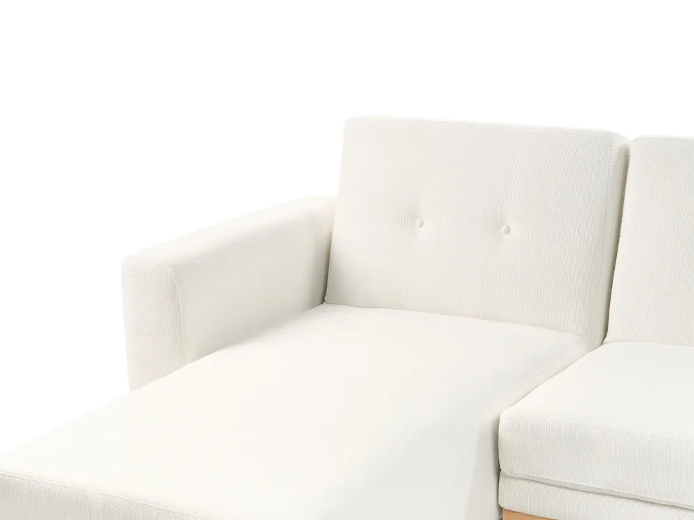 Corner Sofa Bed 3 Seater Fabric White Right Hand Reggis