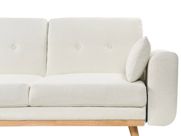 Corner Sofa Bed 3 Seater Fabric White Right Hand Reggis