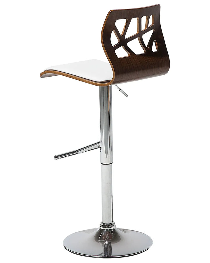 Set of 2 Bar Chairs Swivel Faux Leather White/ Silver Siniya