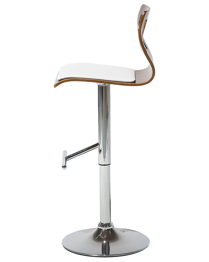 Set of 2 Bar Chairs Swivel Faux Leather White/ Silver Siniya