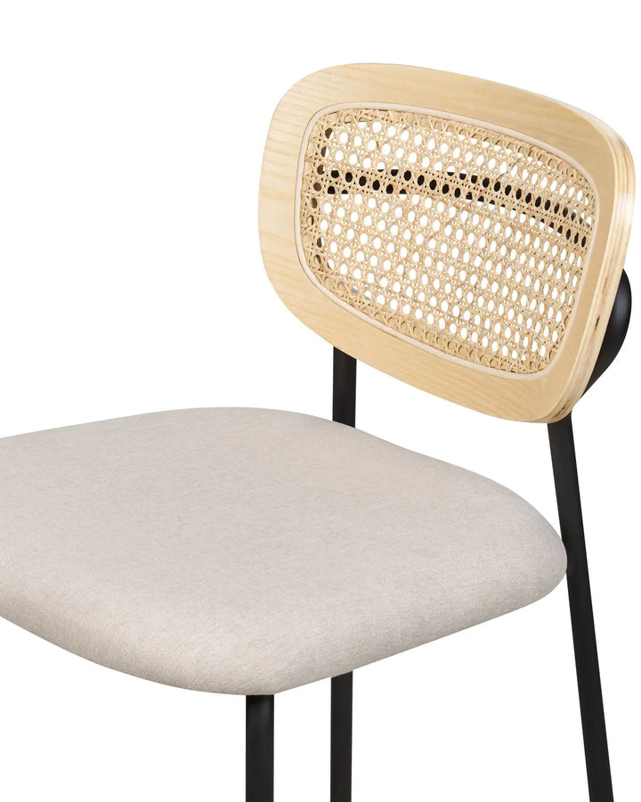 Set of 2 Bar Chairs Rattan Light Beige Linnzi