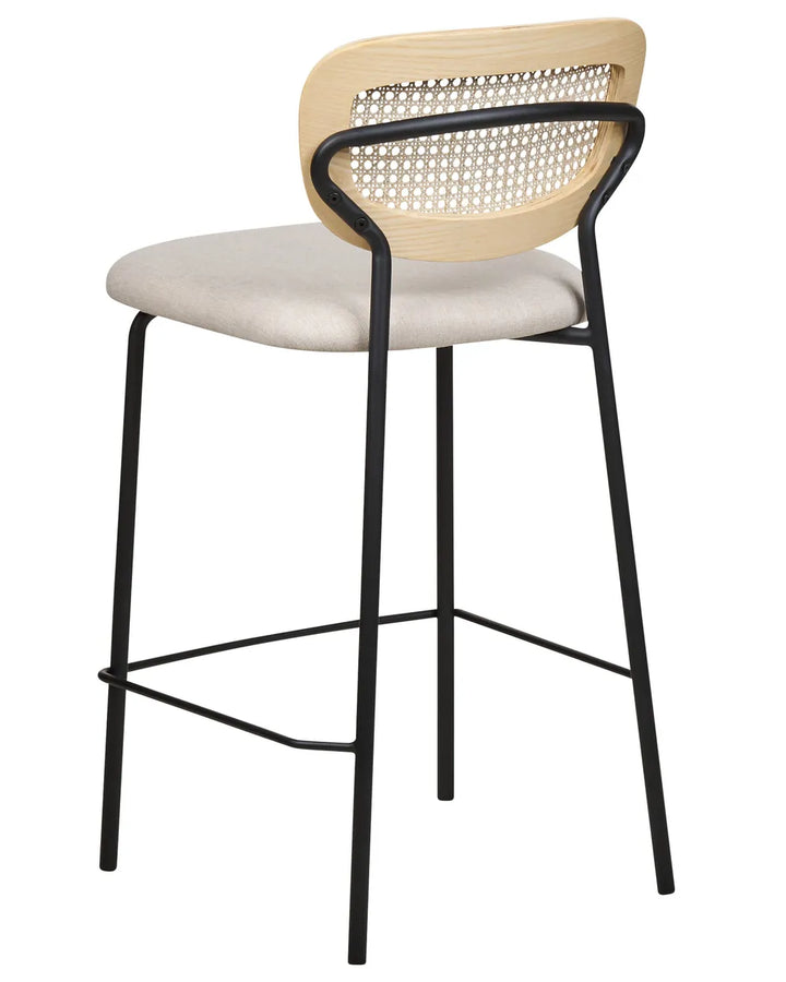 Set of 2 Bar Chairs Rattan Light Beige Linnzi