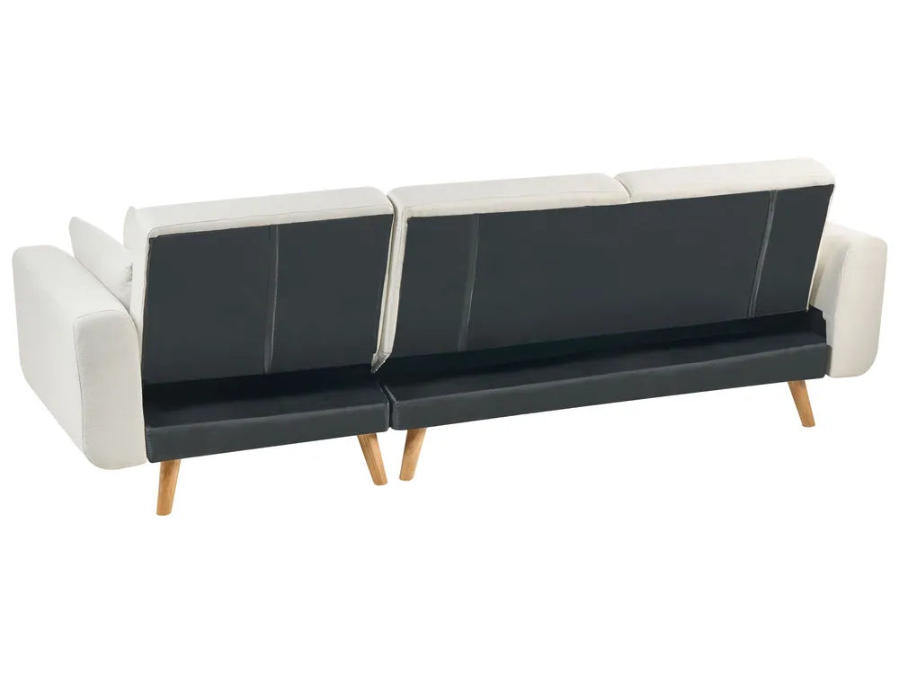 Corner Sofa Bed 3 Seater Fabric White Left Hand Reggis