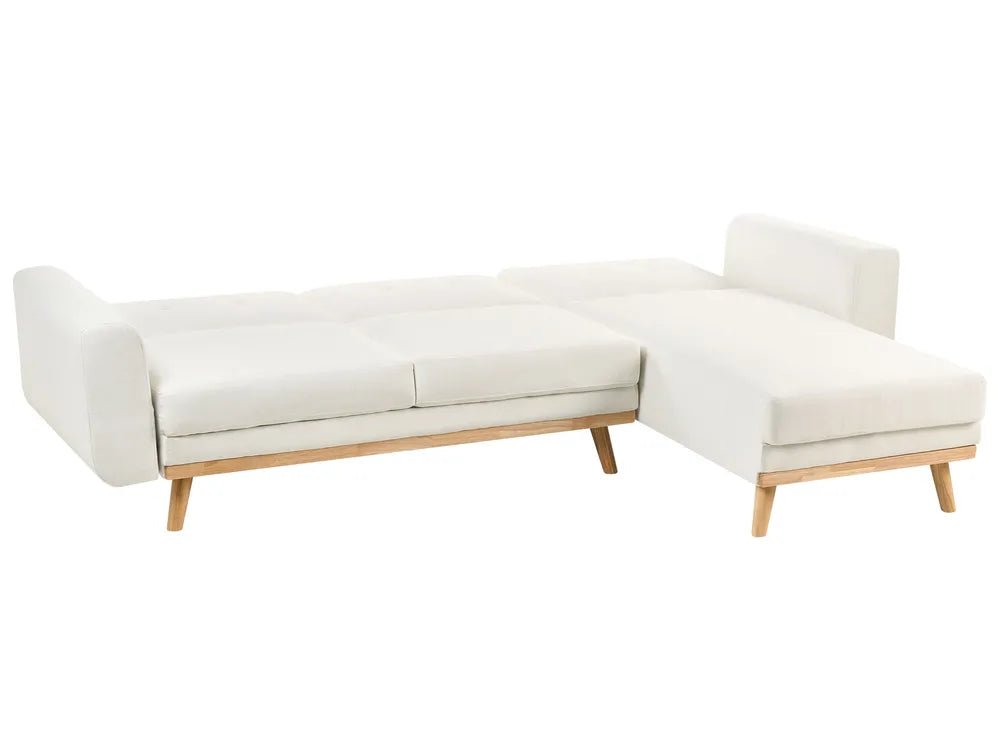 Corner Sofa Bed 3 Seater Fabric White Left Hand Reggis
