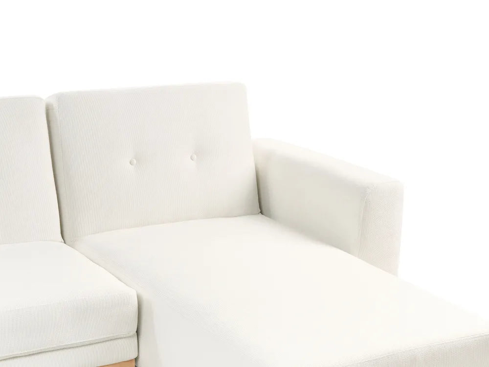 Corner Sofa Bed 3 Seater Fabric White Left Hand Reggis