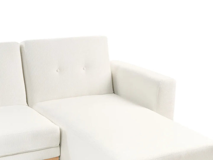 Corner Sofa Bed 3 Seater Fabric White Left Hand Reggis