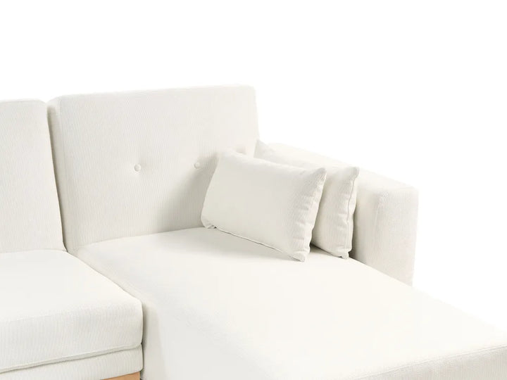Corner Sofa Bed 3 Seater Fabric White Left Hand Reggis