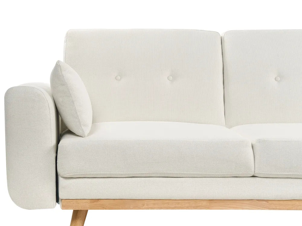 Corner Sofa Bed 3 Seater Fabric White Left Hand Reggis