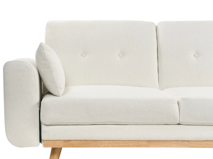 Corner Sofa Bed 3 Seater Fabric White Left Hand Reggis