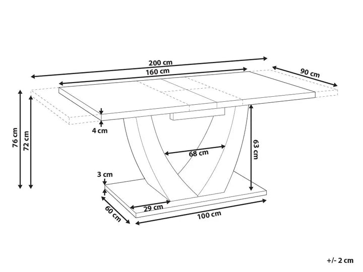 Extending Dining Table Light Beige 160/200 cm 90 cm Aguilar