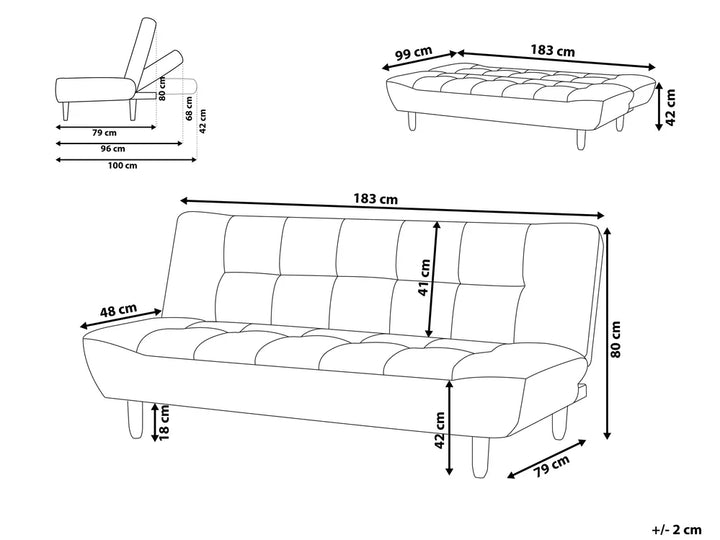 Sofa Bed 3 Seater Fabric Green Cianca