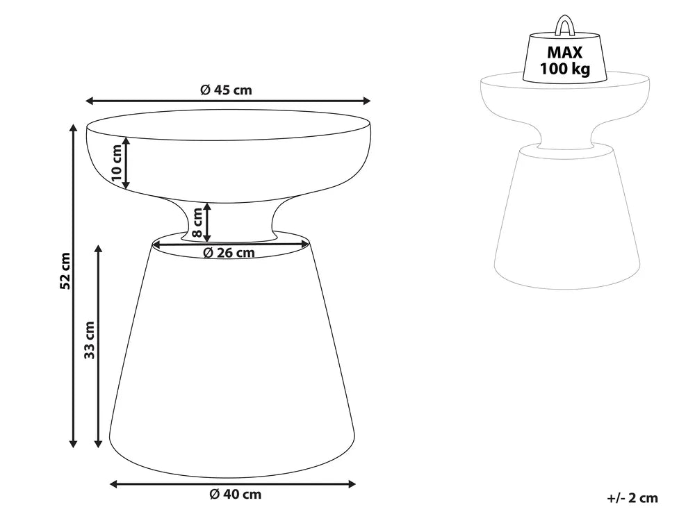 Side Table 45 cm 45 cm Black Armengol