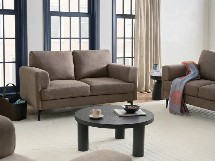 Brown 6-seater fabric living room set