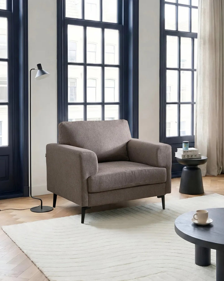 Living Room Set 7 Seater Fabric Brown Zayn